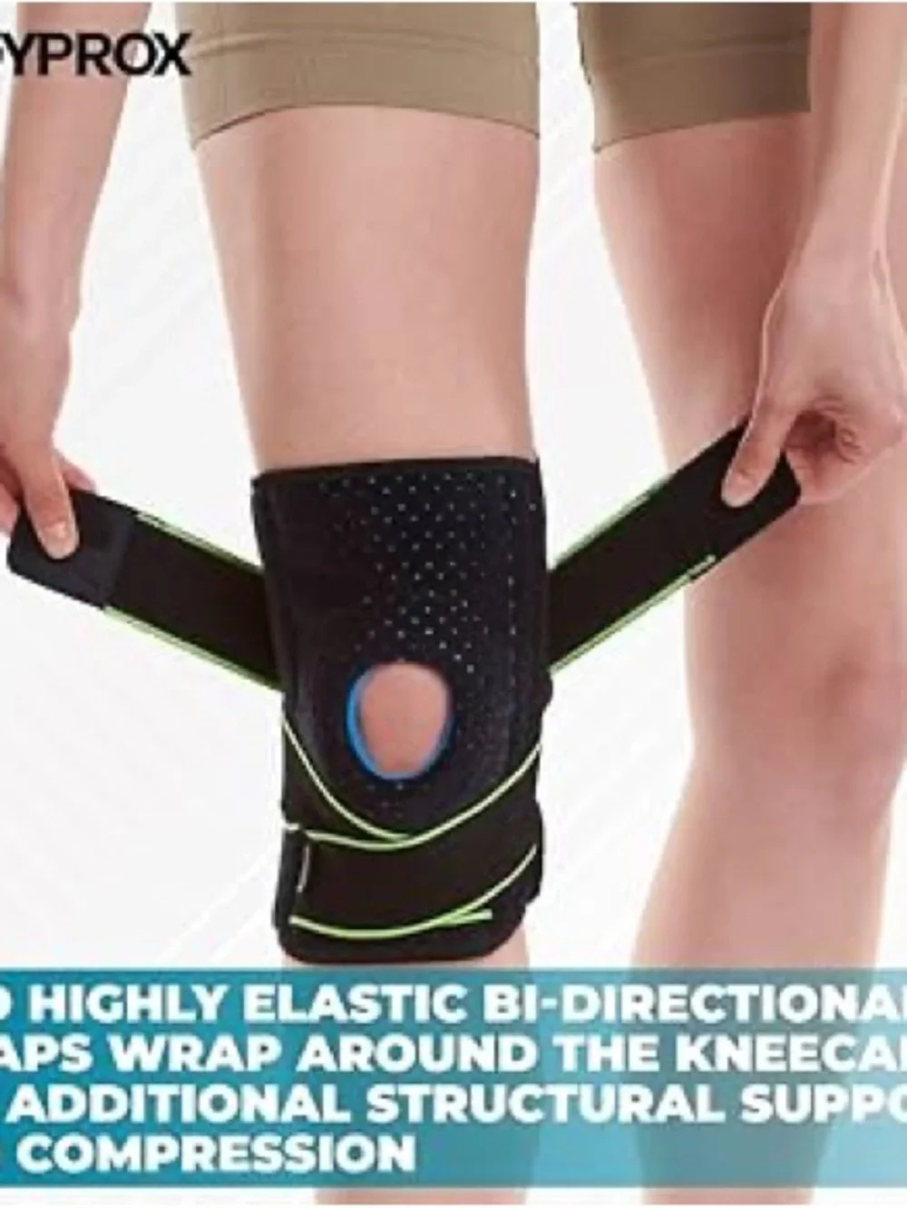 Bodyprox Knee Brace Support w/ Straps & Stabilizers Adjustable Blue/Black